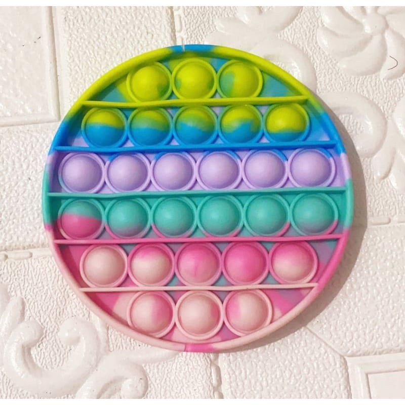 (FREE KELERENG) POP IT RAINBOW MURAH POP IT RAINBOW-Bulat pastel