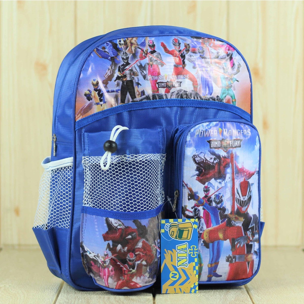 Tas Ransel Sekolah Anak Power Rangers Biru Karakter Perempuan Laki Laki Botol Minum SD PAUD TK Termurah Terbaru Lucu Keren Stylish