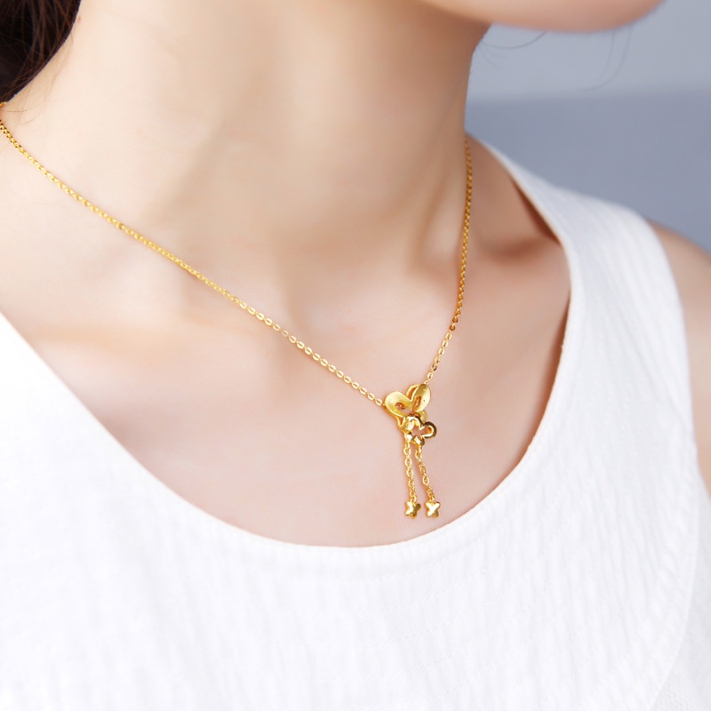 [Ready Stock]Fashion Gold Plated Butterfly Tassel Pendant Elegant Necklace