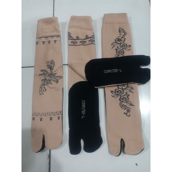 (top jempol motif batik) kaos kaki jempol batik coklat/kaos kaki muslimah 2jari no kemas