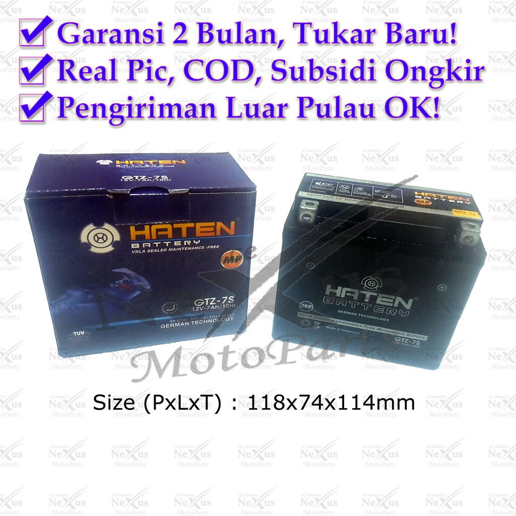 Aki Motor HATEN GTZ-7S F GTZ7 YTZ6 12V 7A Vario CBR Beat Satria FU