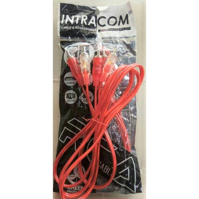 Kabel RCA 2x2 Intracom kabel cd dvd kabel audio jack tv ke salon 2x2 cabang 2 kabel aux kabel salon