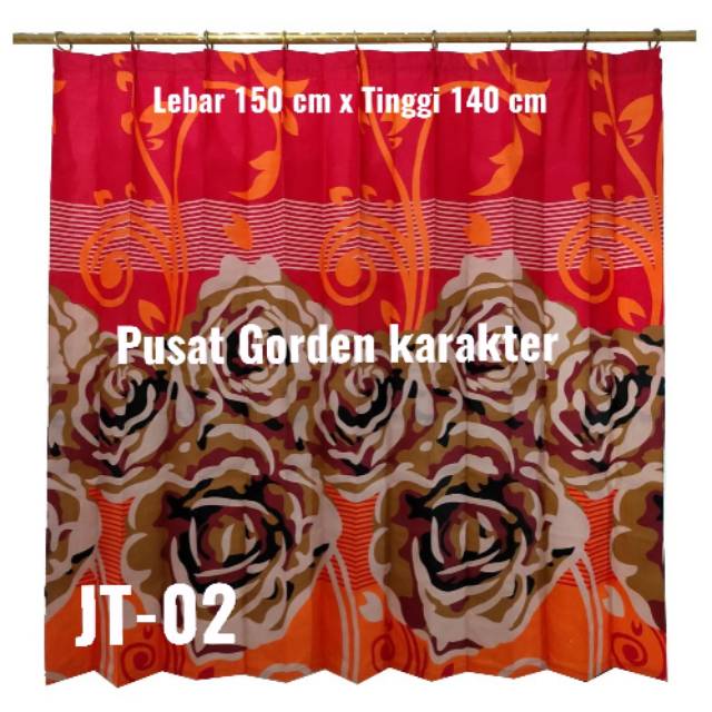 Gorden Jendela Tanggung 2 Kaca atau Jendela Kamar Minimalis 2 Lobang Daun Karakter Murah JT-02