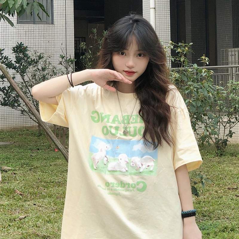 Kaos Atasan Lengan Pendek Wanita Berkualitas/Baju Cewe Oversize T-shirt Imut(realpict)