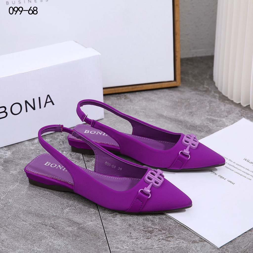 Satin B-Logo Flat Shoes 099-68