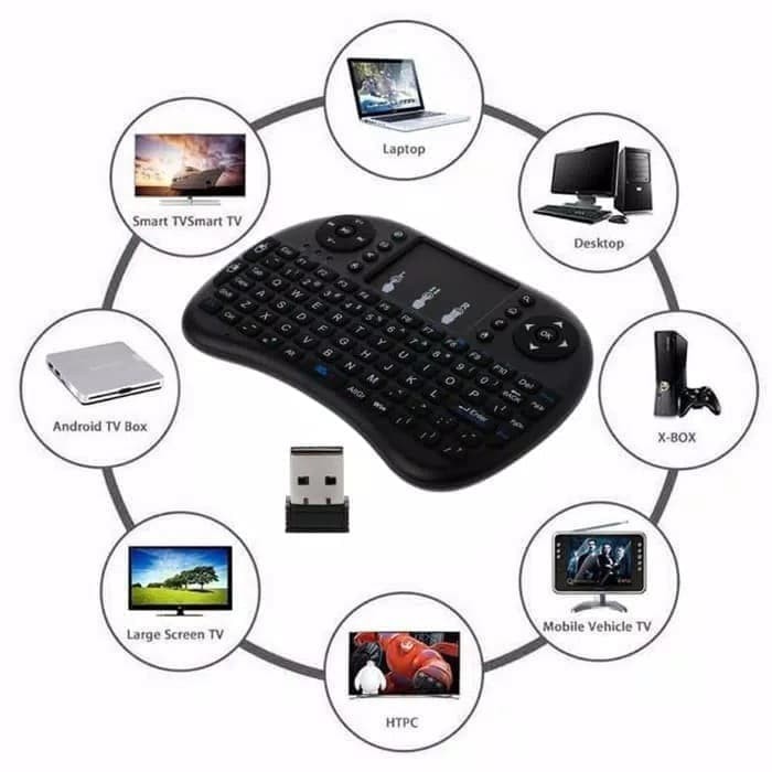 Keyboard Untuk Hitam TV XBox PC Laptop - USB Wireless Android Smart Mini