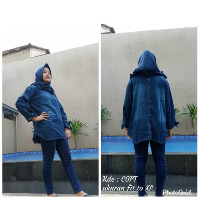 ATASAN BLOUSE JEANS CEWEK WASHING PREMIUM
