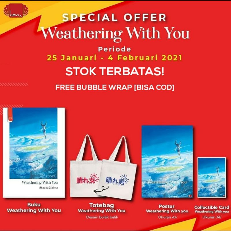 

WEATHERING WITH YOU - SHINKAI MAKOTO (FREE BUBBLE WRAP)