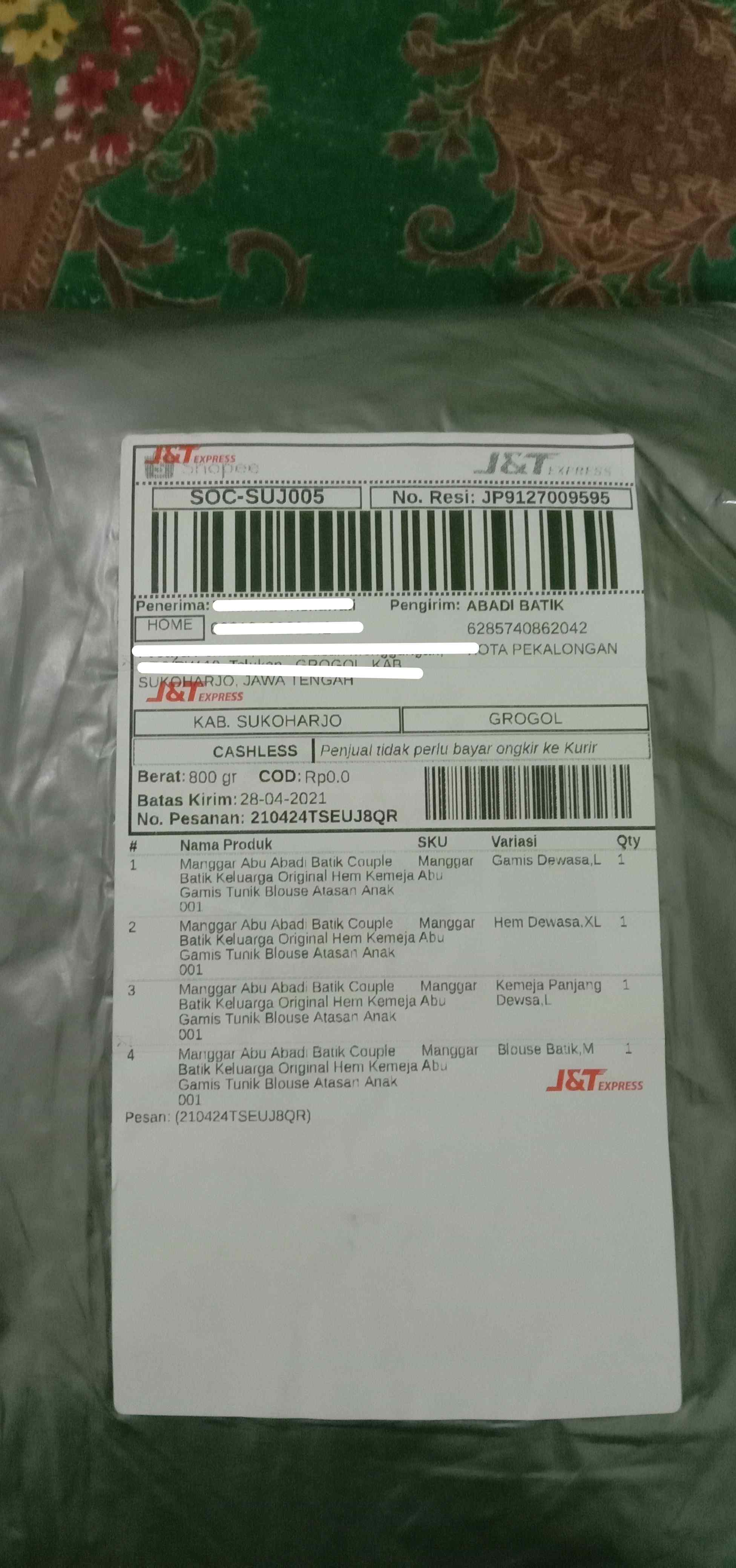 Manggar Abu Abadi Batik Couple Batik Keluarga Original Hem Kemeja Gamis Tunik Blouse Atasan Anak 001