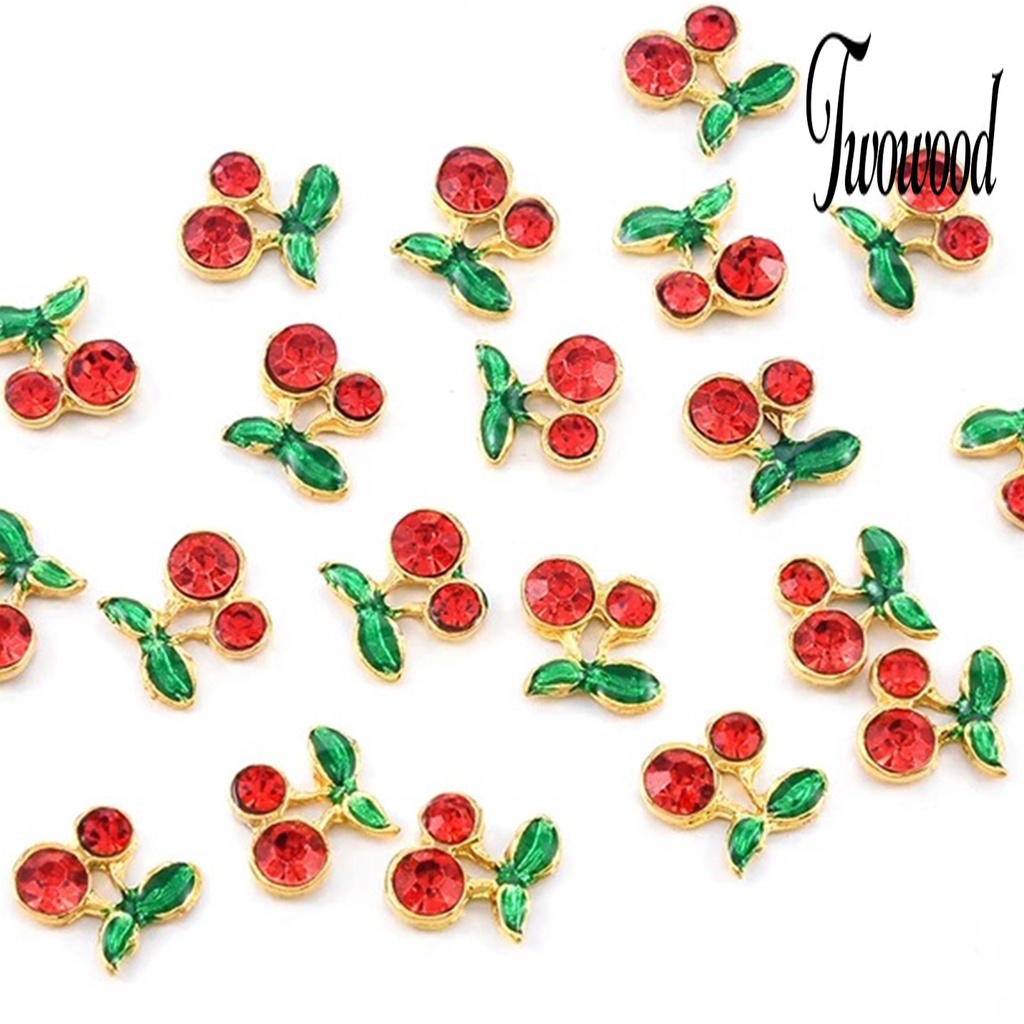 10 Pcs Aksesoris Perhiasan Nail Art 3D Bentuk Cherry Bahan Alloy