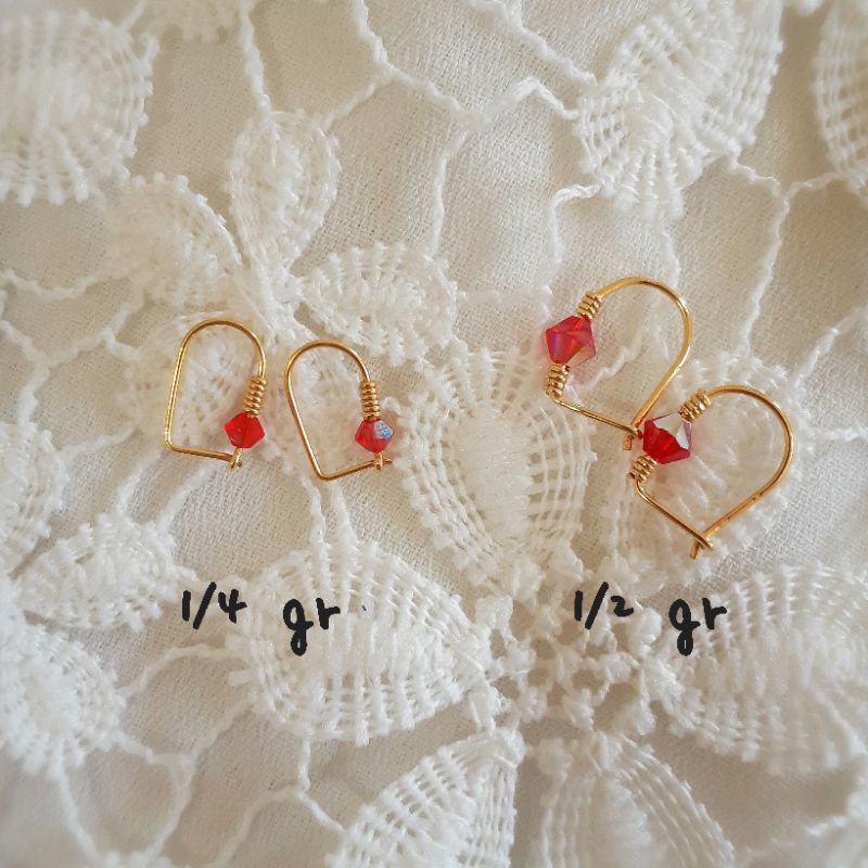 Anting Bayi Knip Mata Merah Emas Muda 1/4 gr