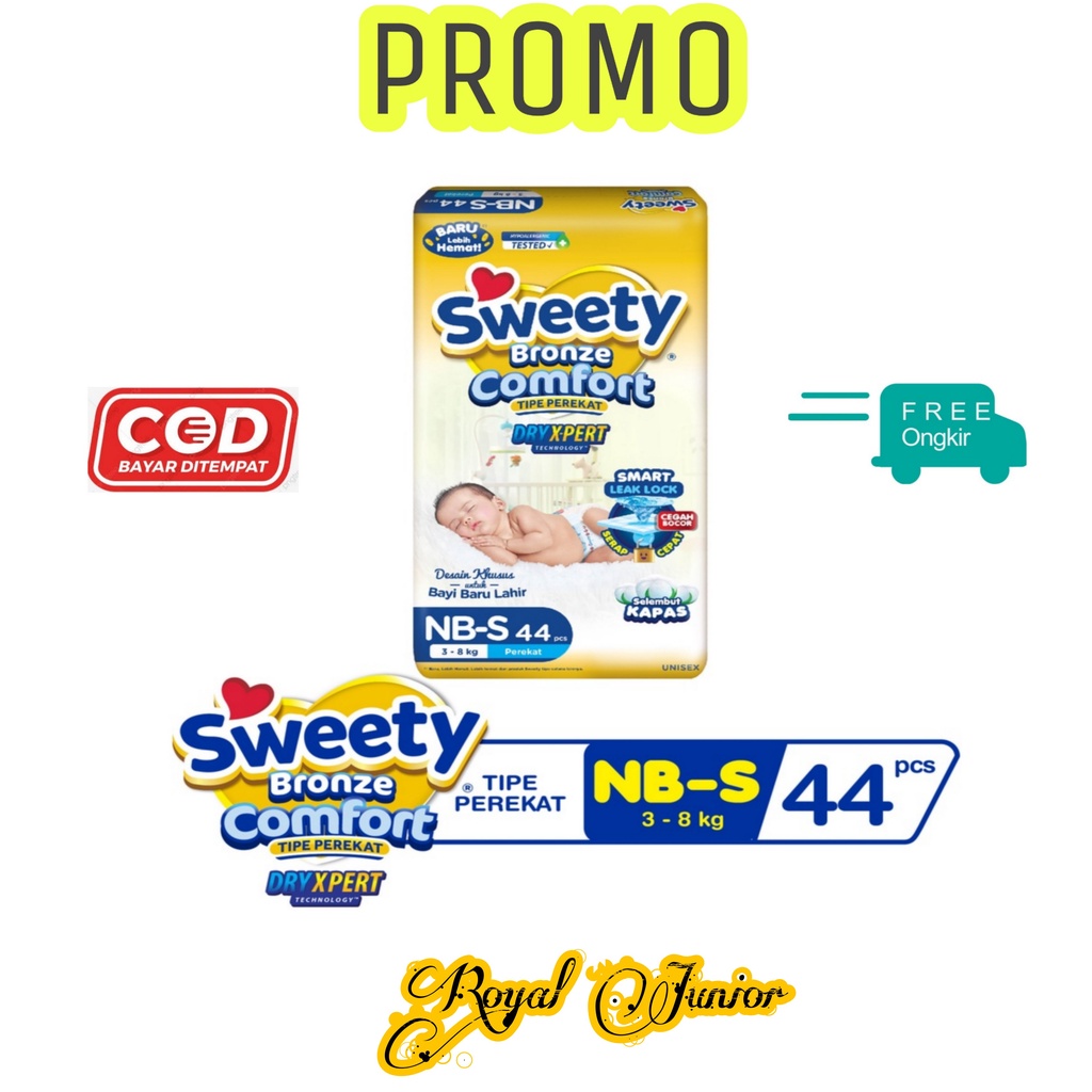 Promo Popok Sweety Perekat Bronze Dry Xpert Comfort dan Silver Comfort NB-S 44 serta Mamypoko NBS 44 - M 40 untuk Bayi Baru Lahir