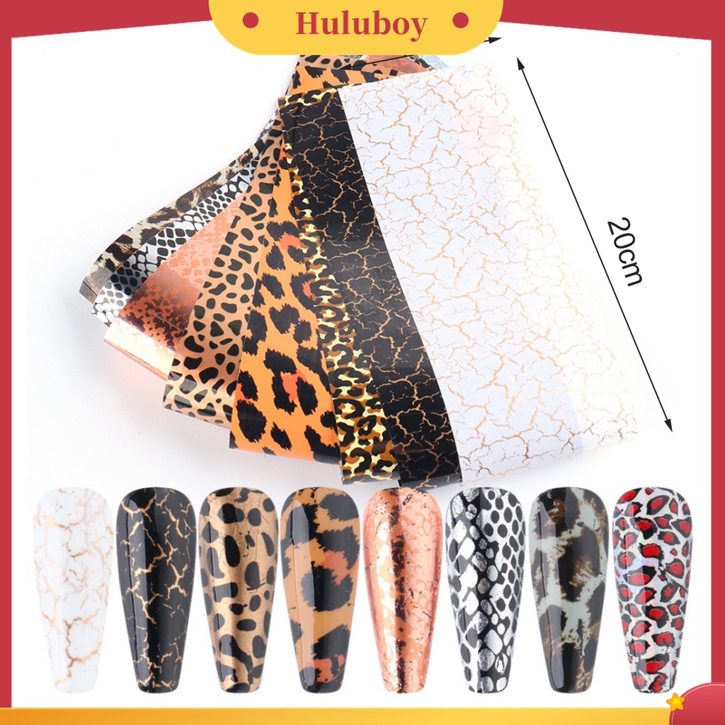 Huluboy Huluboy♡ 10pcs Stiker Kuku Motif Kulit Hewan Leopard Untuk Dekorasi Nail Art Wanita