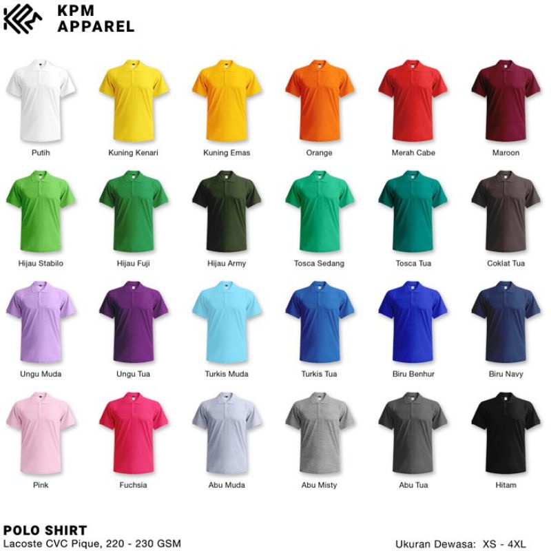 Kaos Polo Shirt ,Kaos Kerah ,Bahan Cotton Cvc - Adem Lembut - Original