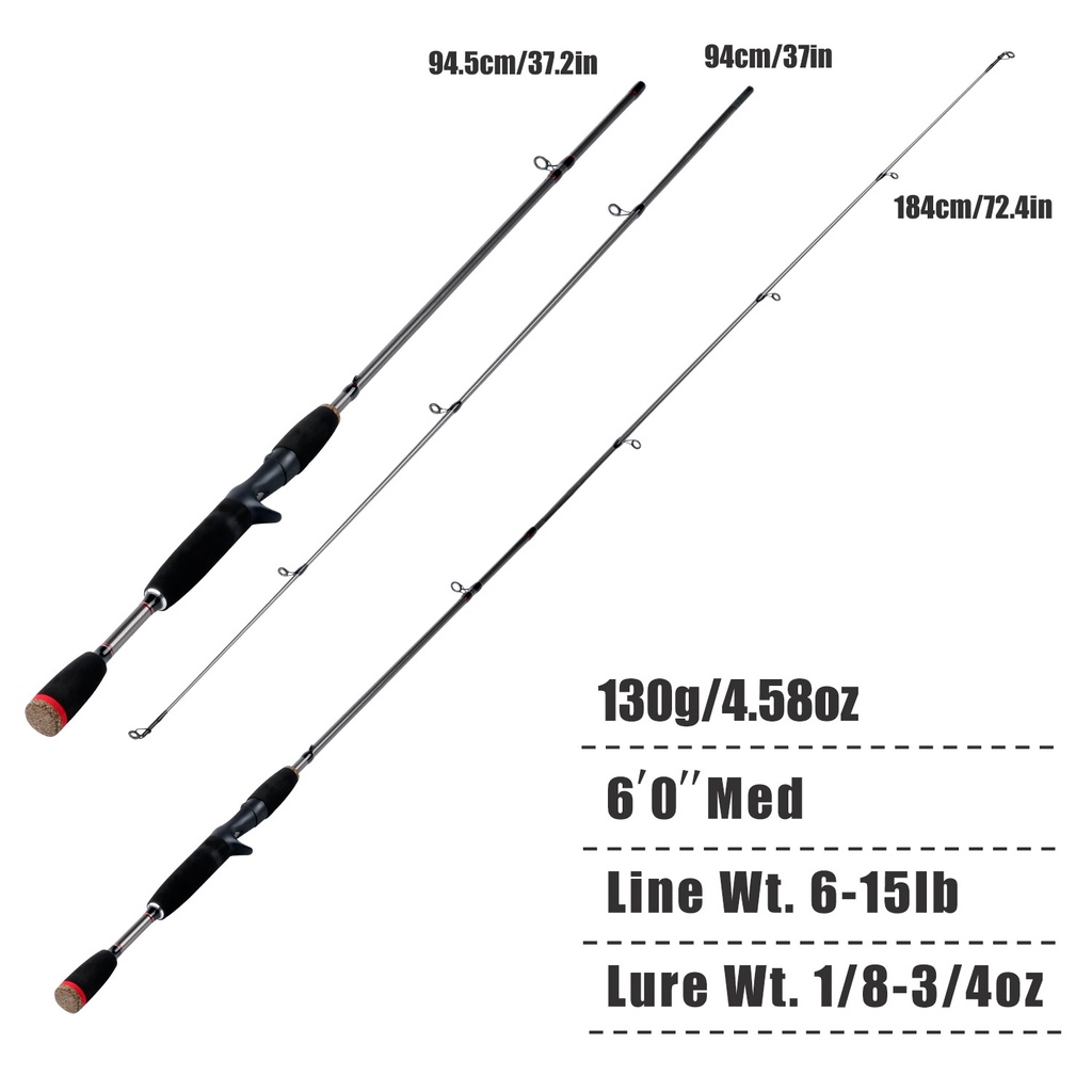 Sougayilang 2 Bagian Casting Fishing Rod dan 18 + 1 Ball Bearing Baitcasting Reel Line Umpan Set