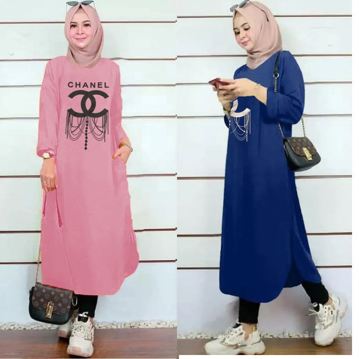 baju wanita cewek lengan panjang mote chanel