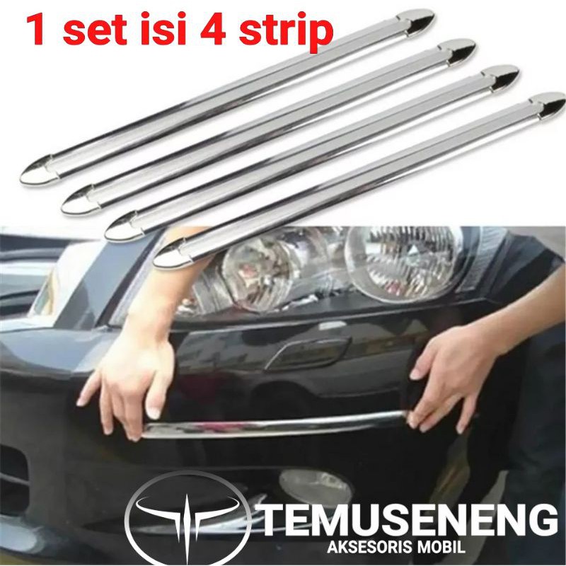 Set Pcs Karet Pengaman Sudut Mobil Sisi Bumper Guard Protector Silver Chrome Pelindung Pojok Sisi