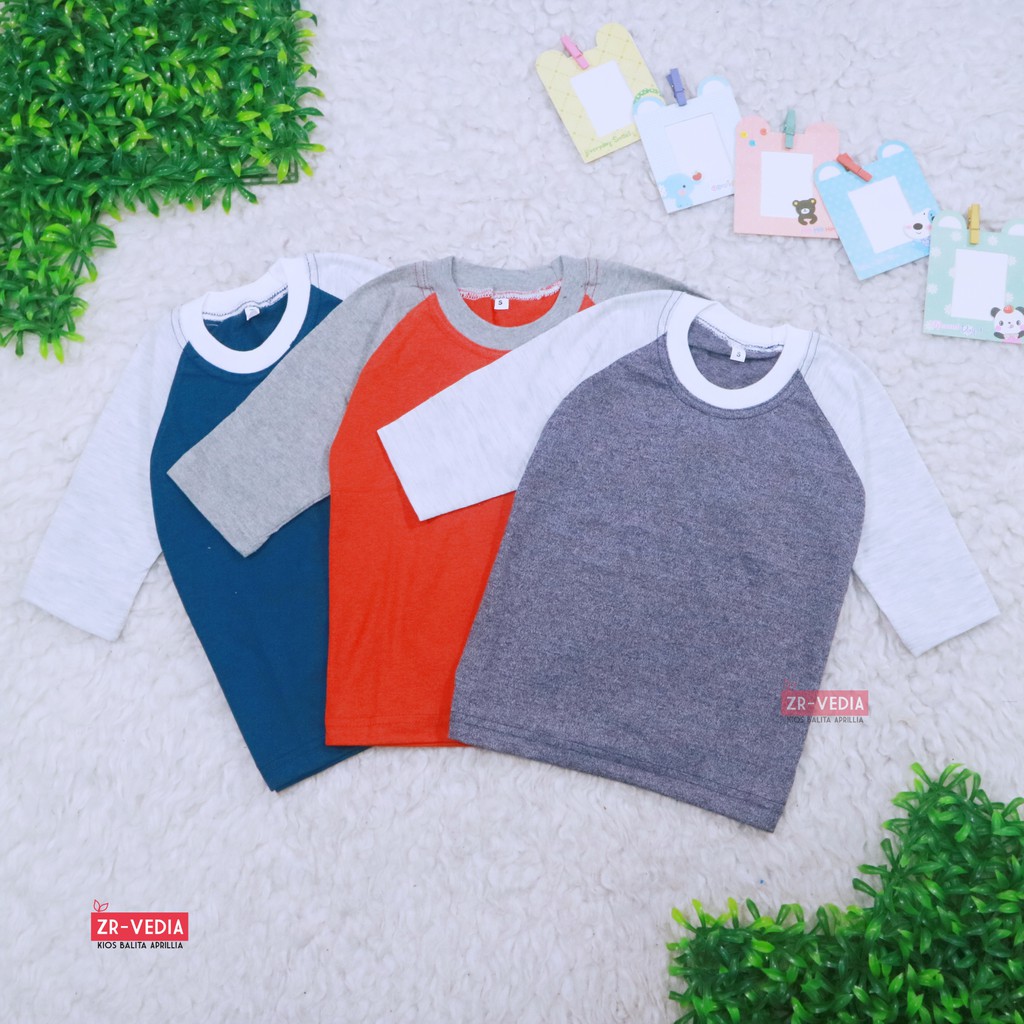 Kaos Reglan Polos uk 6-18 Bulan / Atasan Panjang Baju Laki Perempuan Oblong Adem Raglan Grosir Kiosbalitaaprillia