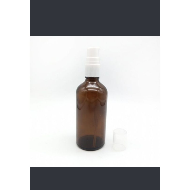 botol kaca amber coklat 100ml tutup pump