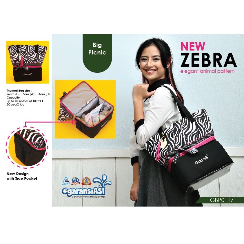 GABAG COOLER BAG/ TAS PENDINGIN ASI IBU MENYUSUI - NEW ZEBRA