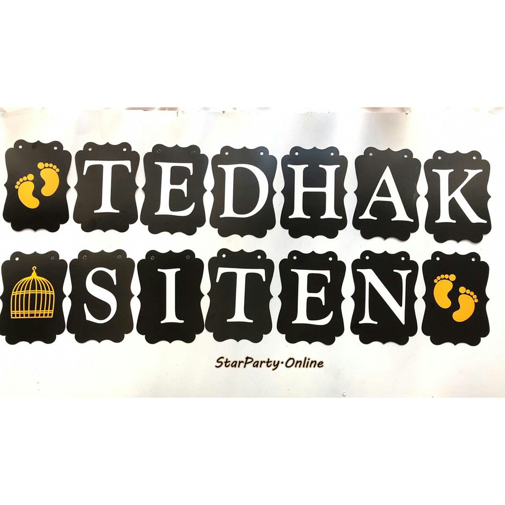 Rangkaian Tedhak Siten Hitam /Turun Tanah /Dekorasi Baby/ Banner/ Bunting Flag/ Tedak Siten/ Dundunan