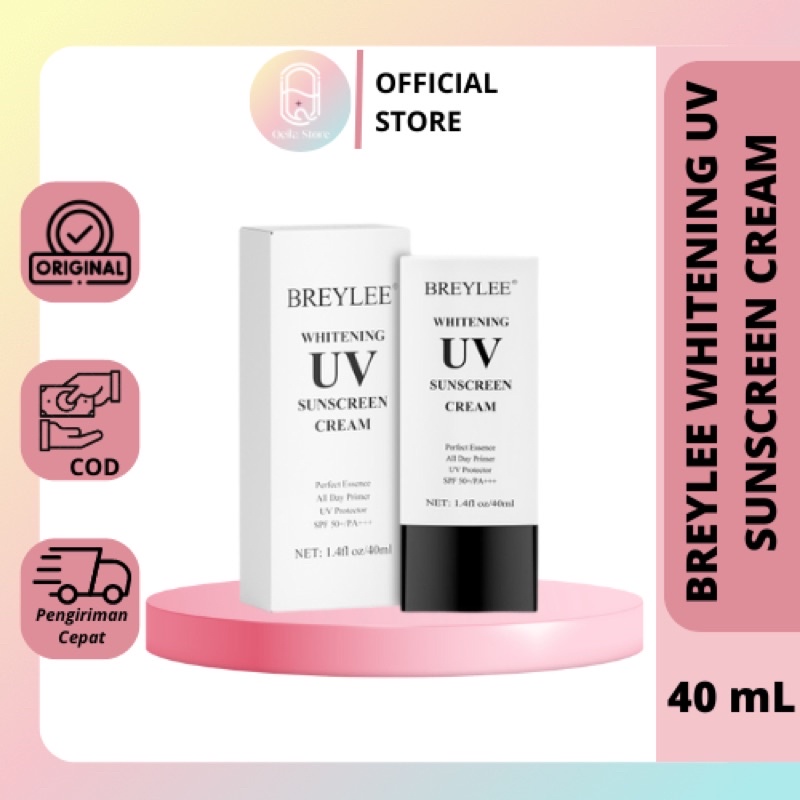 BREYLEE WHITENING UV SUNSCREEN CREAM- Krim Tabir Surya SPF 50++ Pelindung Wajah dari Sinar Matahari , Anti-Aging (40 ml)