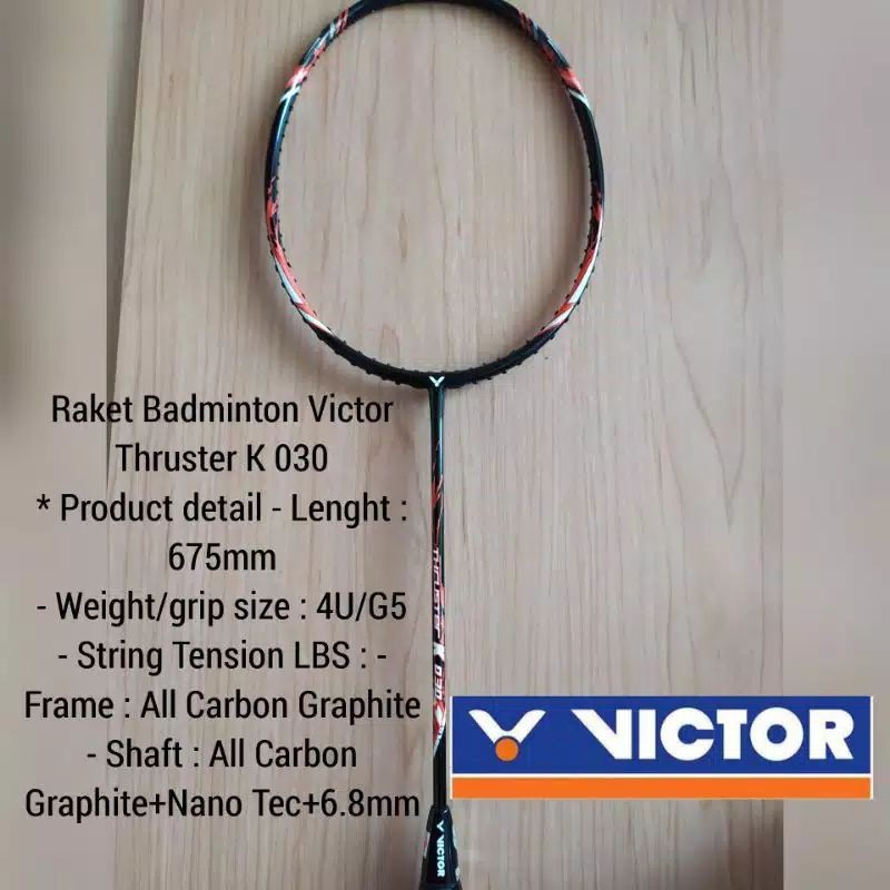 Raket Badminton Victor Thruster K030 + BG66 Ultimax Original