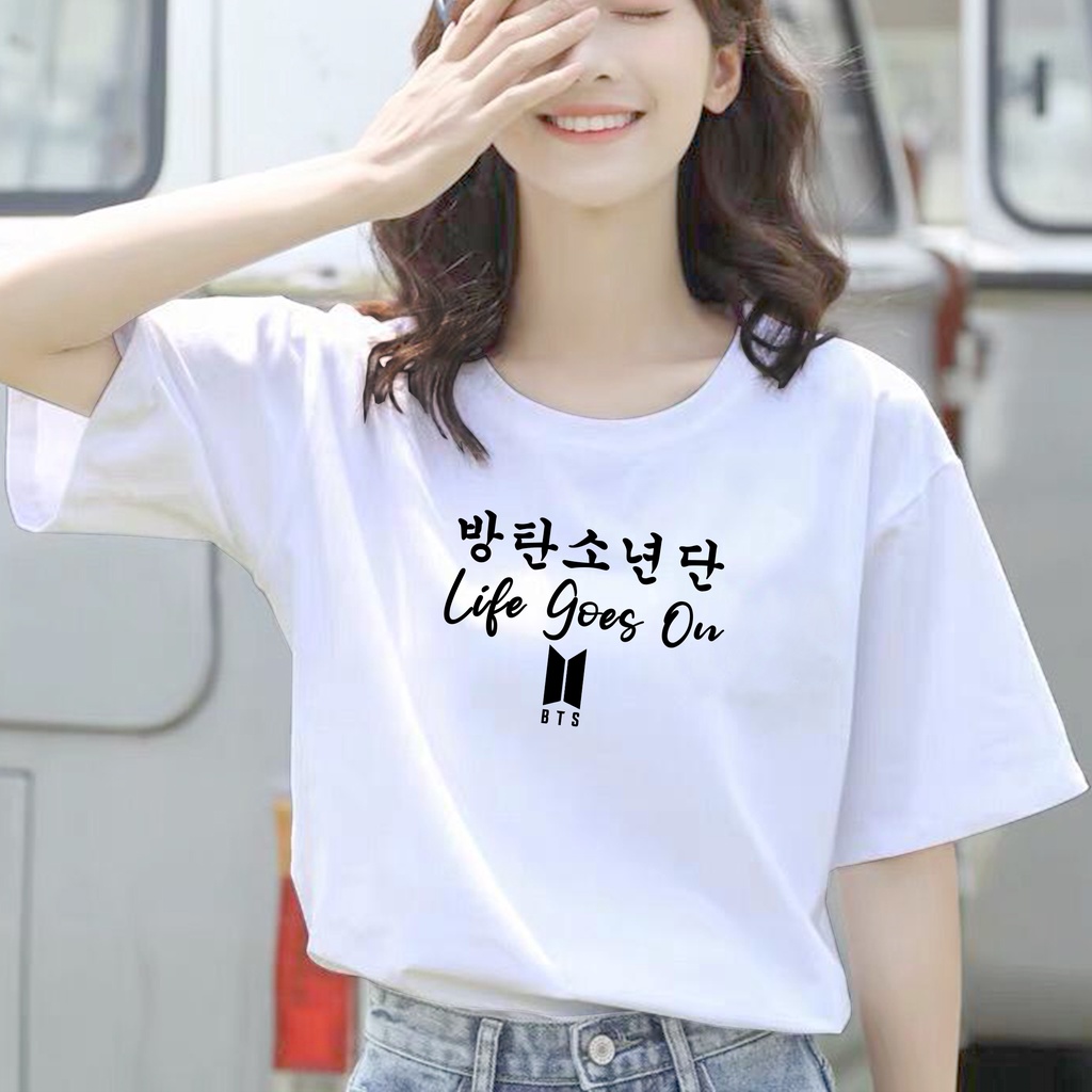 CALVIERO SHOP - BAJU KAOS ATASAN WANITA PRINT LIFE GOES ON KOREA