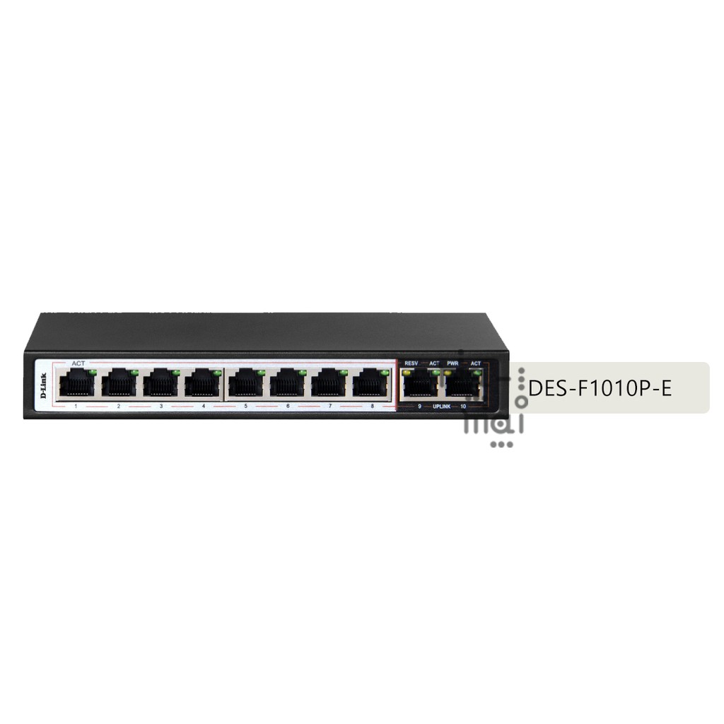 D-Link Switch DES-F1010P-E 250M 10-Port Fast Ethernet Switch 8PoE 2Up