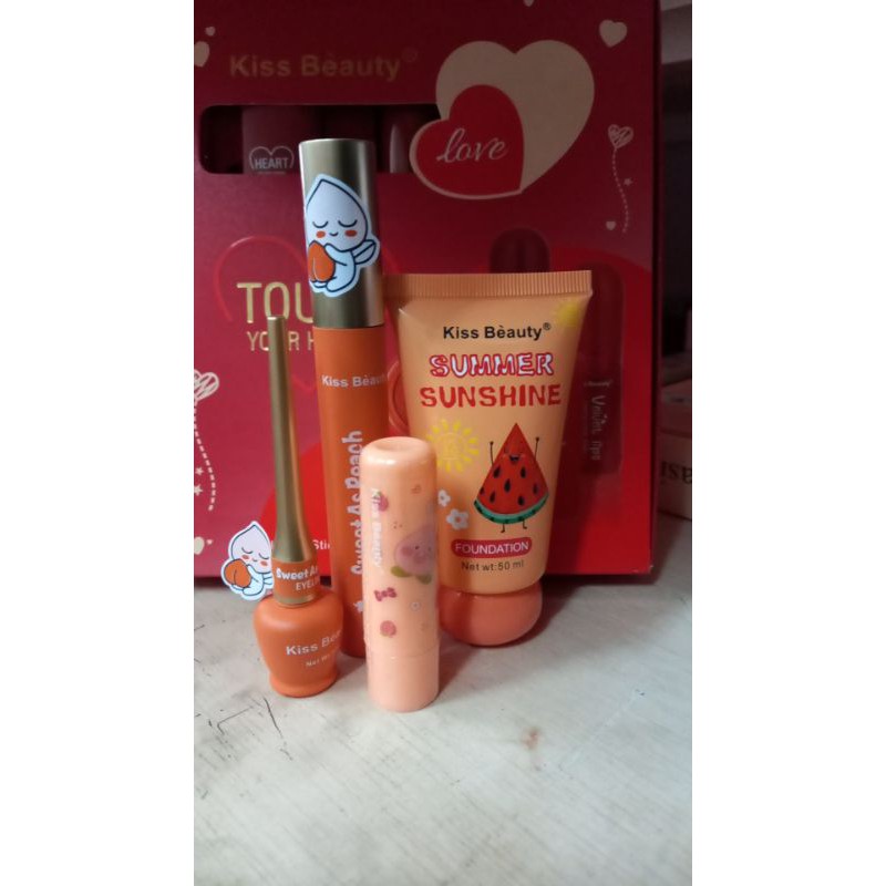 ORIGINAL THAILAND PAKET MAKEUP 4IN1 ROMANTIC PEACH KISS BEAUTY