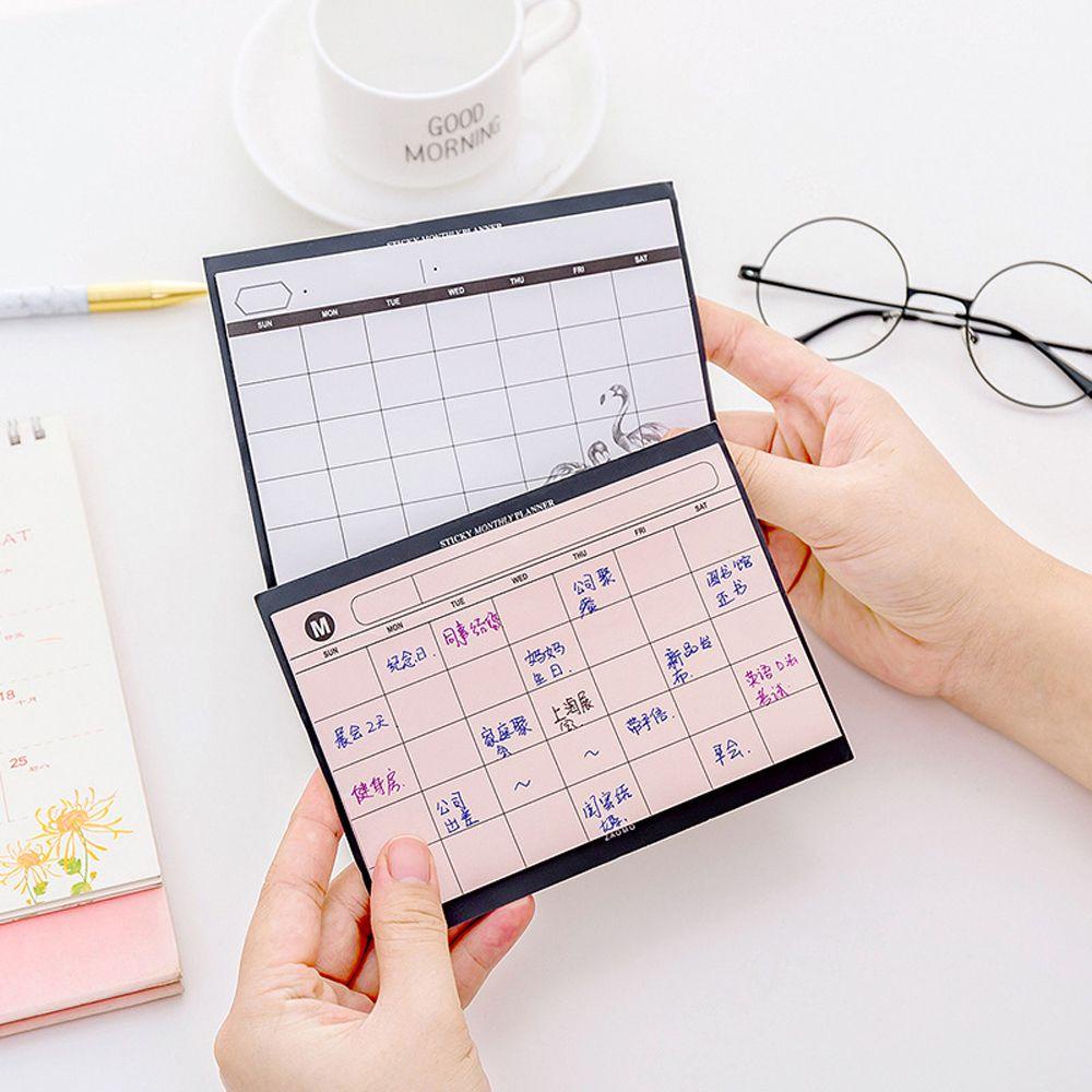 [Elegan] Desktop Jadwal Buku Kreatif Efisiensi Kerja Ringkasan Plan Memo Pad Perlengkapan Kantor Bantalan Tulis Rencana Bulan NoteBook