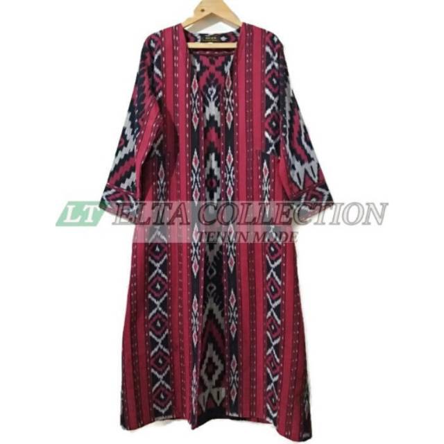 Cardigan outer tenun etnik long kardiga