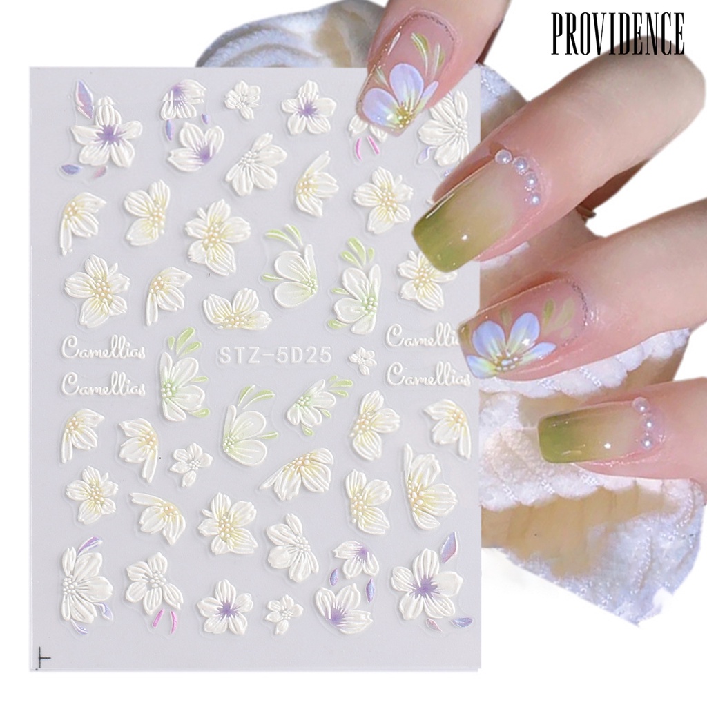 Providence 1 Set Stiker Kuku Motif Bunga 3D Untuk Nail Art