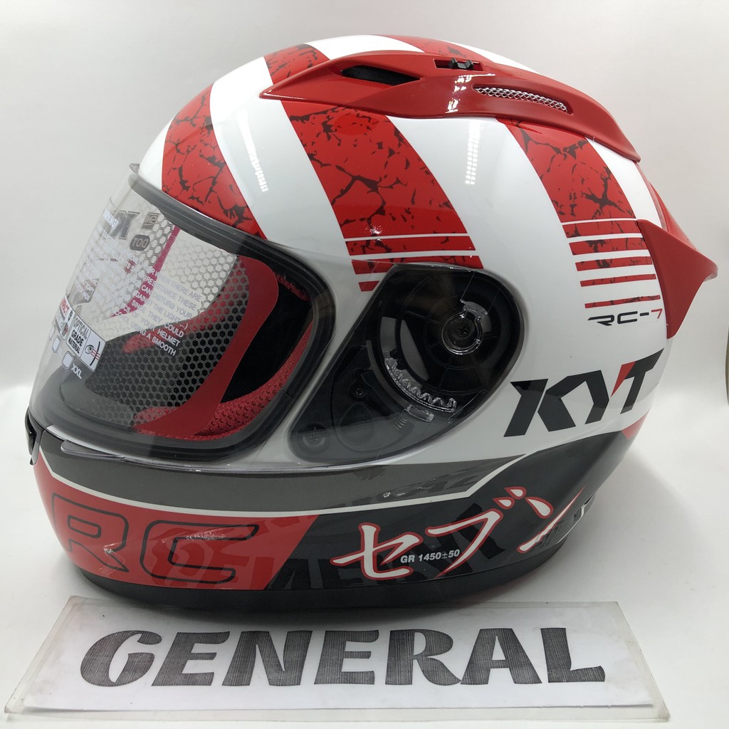 Helm KYT RC 7 RC Seven #17 White Red Putih Merah Full Face