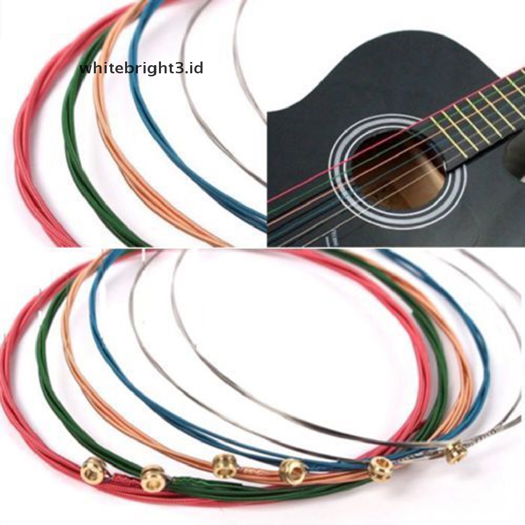 (whitebright3.id) 6pcs / Set Senar Warna Pelangi Untuk Gitar Akustik Tas Ransel Wanita Bahan Kanvas Warna Polos6pcs / Set Senar Warna Pelangi Untuk Gitar Akustik