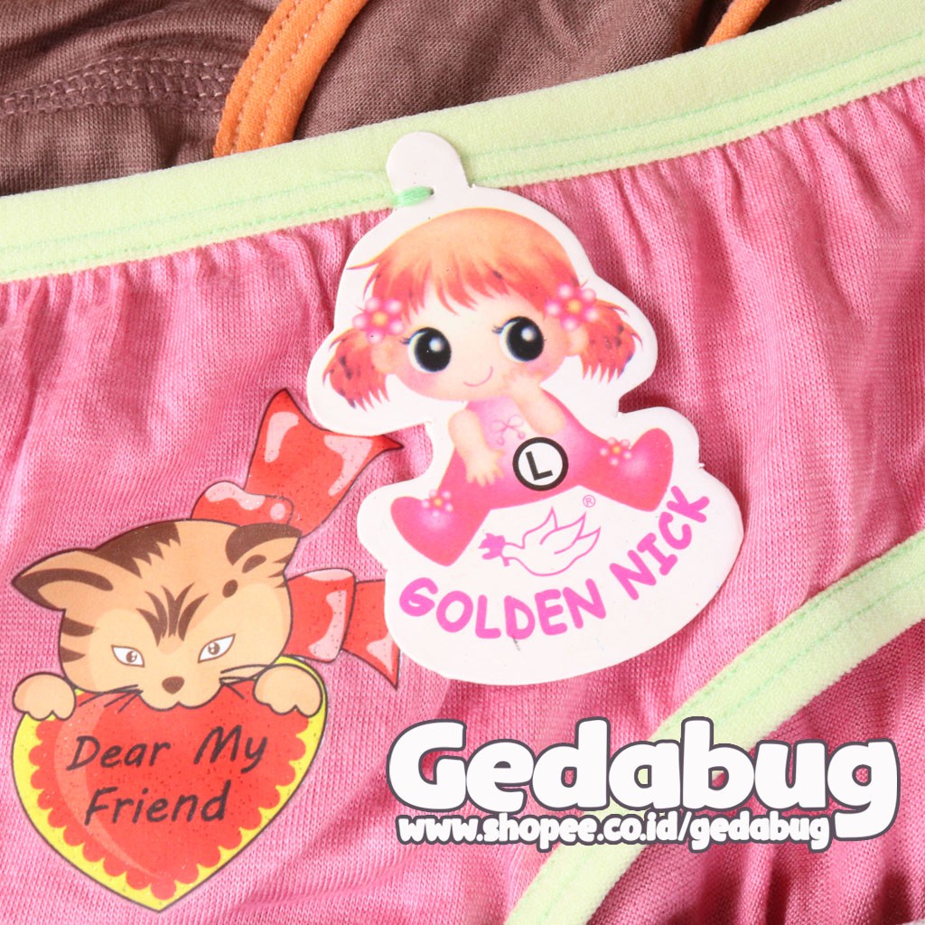 3 Pcs - Celana dalam Anak Golden Nick 045 Warna Gelap / CD Anak Perempuan Bahan kain Katun Lembut | Gedabug