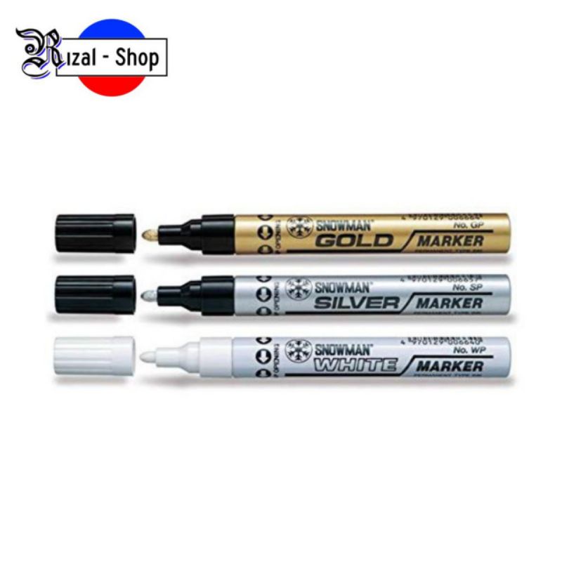 

Spidol Paint Marker Permanen Medium Snowman White Gold Silver Besar