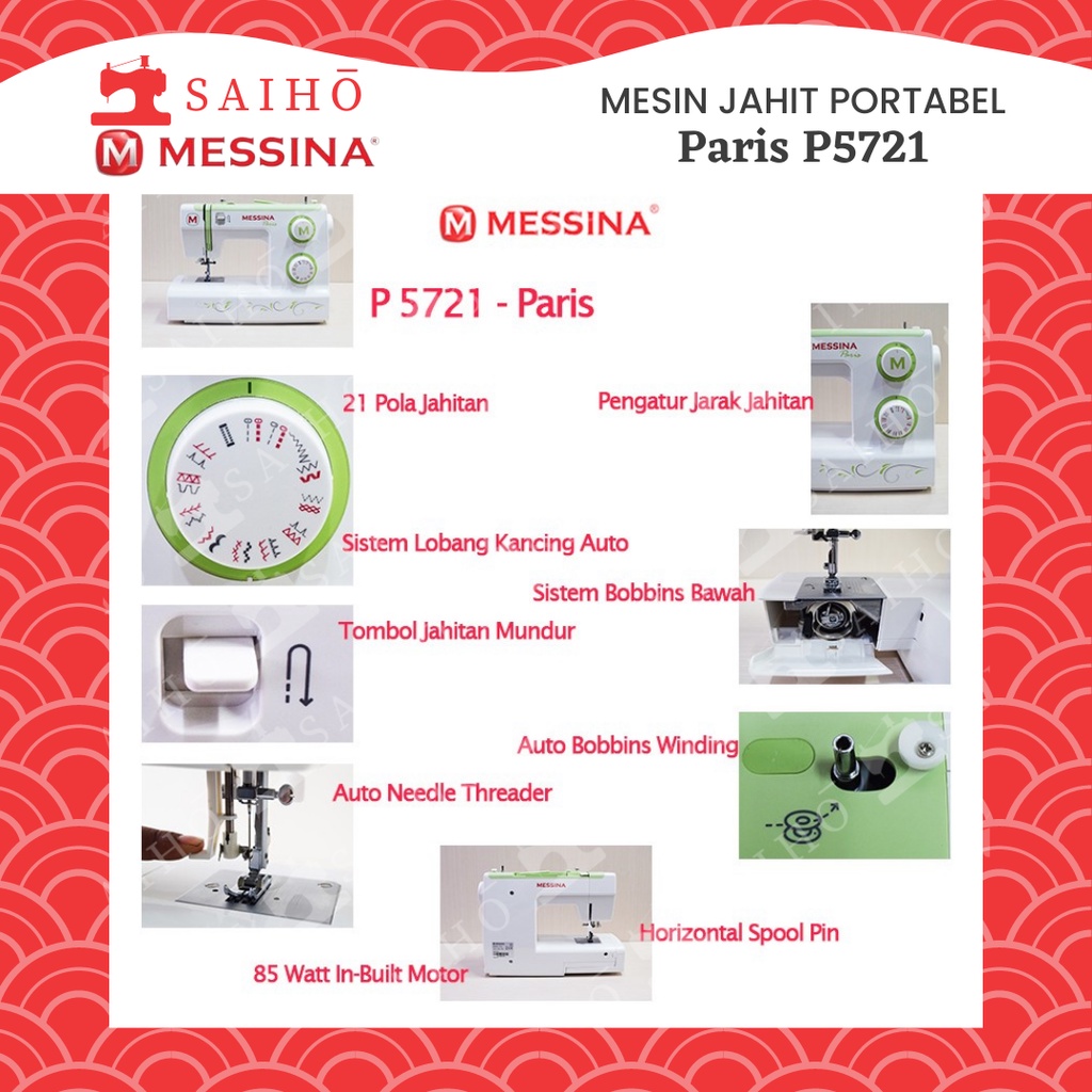 MESSINA PARIS P5721 / P 5721 - Mesin Jahit Portabel