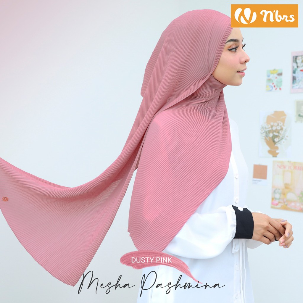 Nibras Hijab Mesha Pashmina Plisket Bahan Baby Doll Jilbab Wanita Muslimah Trendy