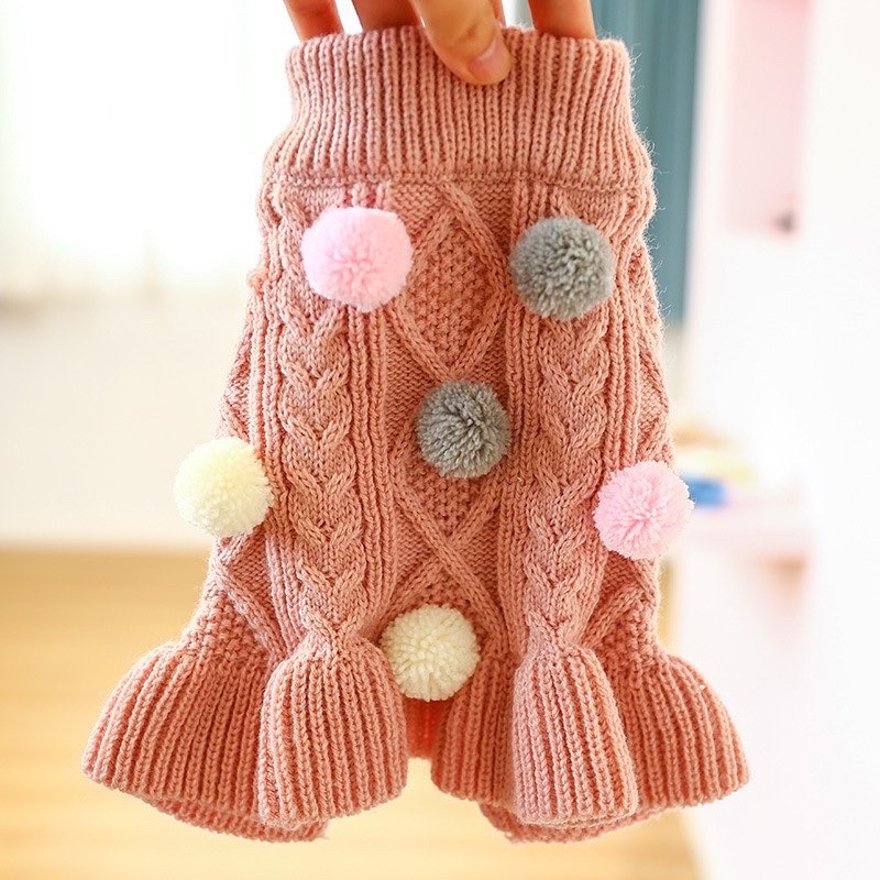 Korea POMPOM sweater dress