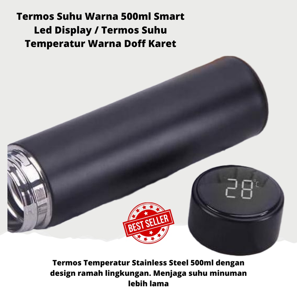 Termos Nyala LED Kekinian Air Panas Dingin / Termos Suhu Led / Termos Kekinian / Termos Warna 500ml Smart Led Display / Termos Suhu Temperatur Warna Doff Karet