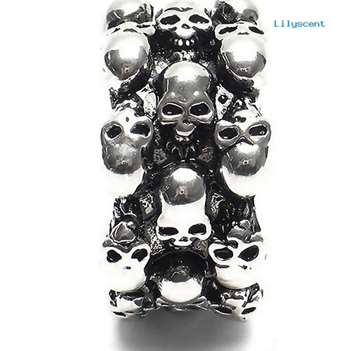 Ls 1Pc Cincin Knuckle Punk Gothic Desain Tengkorak Bahan Stainless Steel Untuk Pria