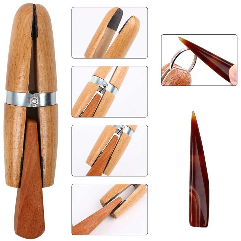 SIY  11Pcs Metal Mandrel Finger Sizing Measuring Stick Ring Sizer Guage Jewelers Hammer Wooden Ring Clamp Jewelry Tools Kit