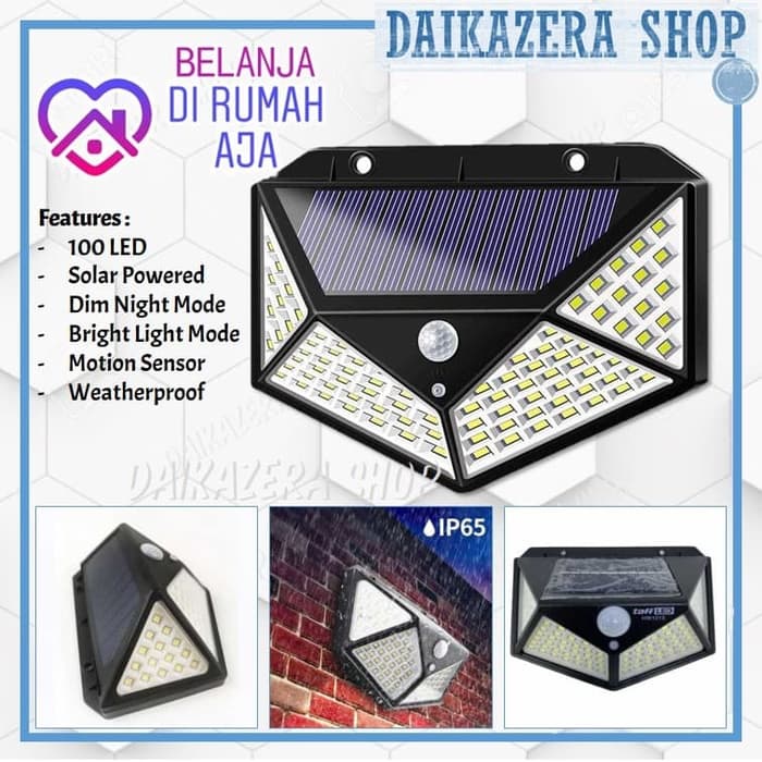 Lampu Taman Dinding Solar Panel Sensor Gerak 100 LED