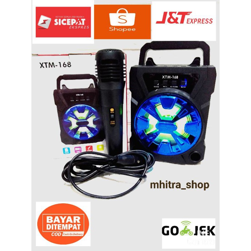 Speaker Bluetooth Portabel XTM-168 Bonus Mic karaoke Mp3 Radio Pleyer Super Bass