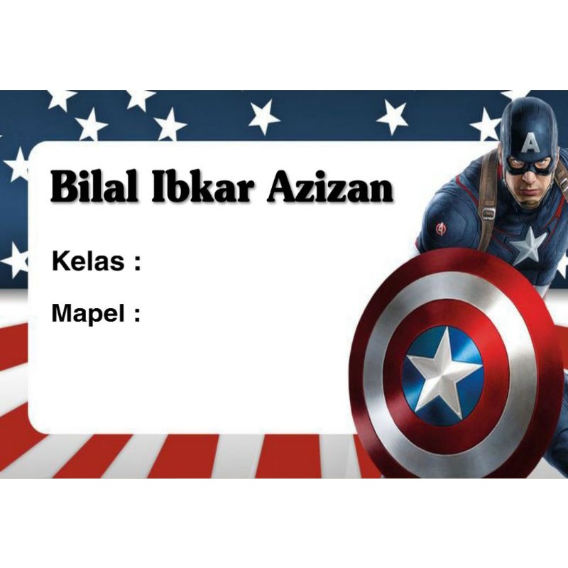 

(ISI 50 PCS) LABEL BUKU SEKOLAH ANAK AVENGER CAPTAIN AMERIKA