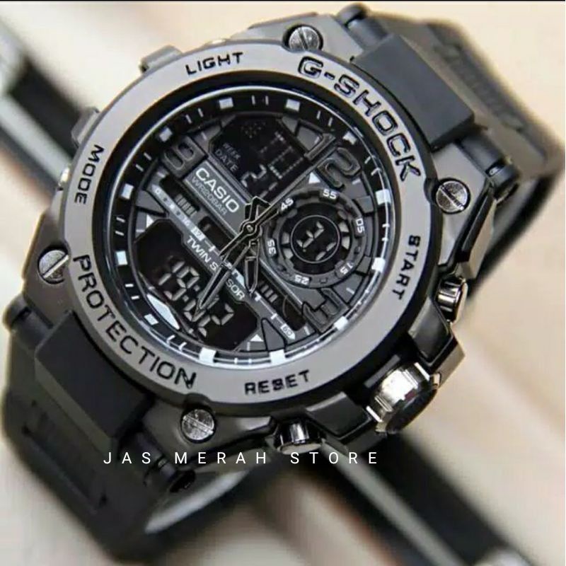 Jam Tangan Pria G Shock GST-8600 Metal Full Black Grade A Tahan Air + Bonus