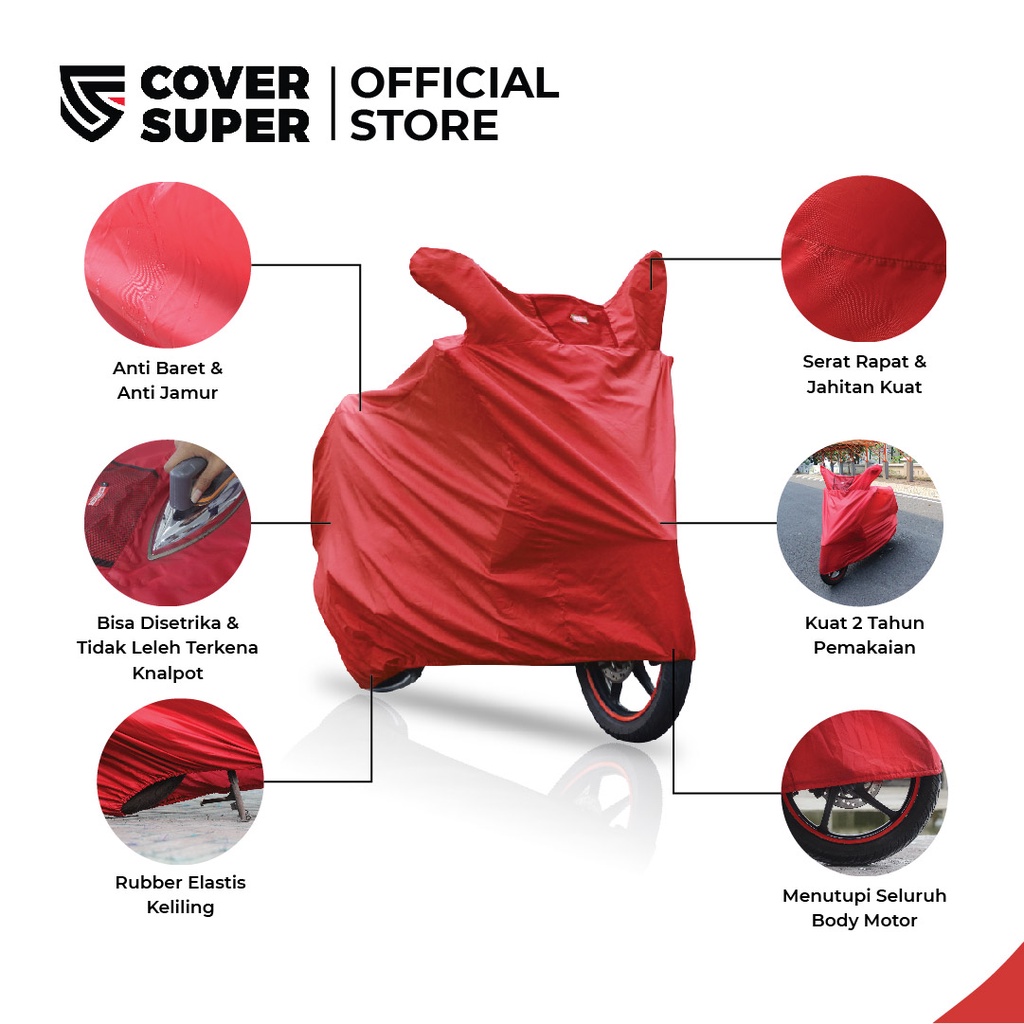 Cover Motor Ukuran L Merah - CoverSuper