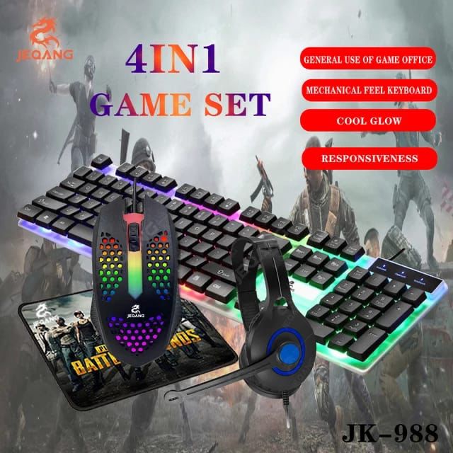 COMPUTER KEYBOARD GAMING JEQANG JK-988 4IN1 GAME SET JAYA ACC