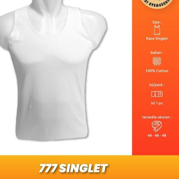 KAOS SINGLET PRIA 777 S777 44-46-48,BAHAN 100% COTTON - 44